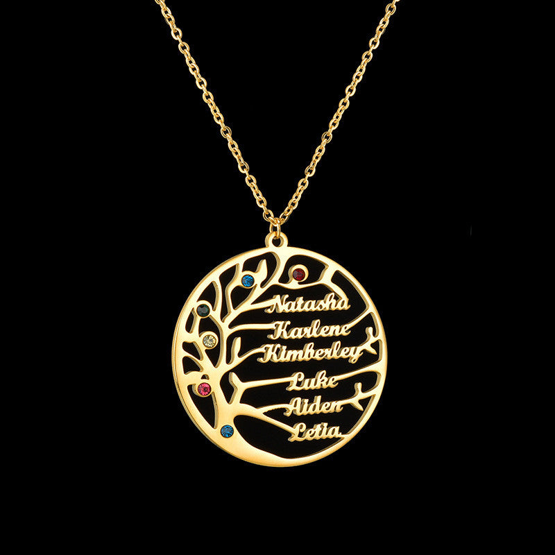 Custom Stainless Steel Name Necklace with Tree of Life